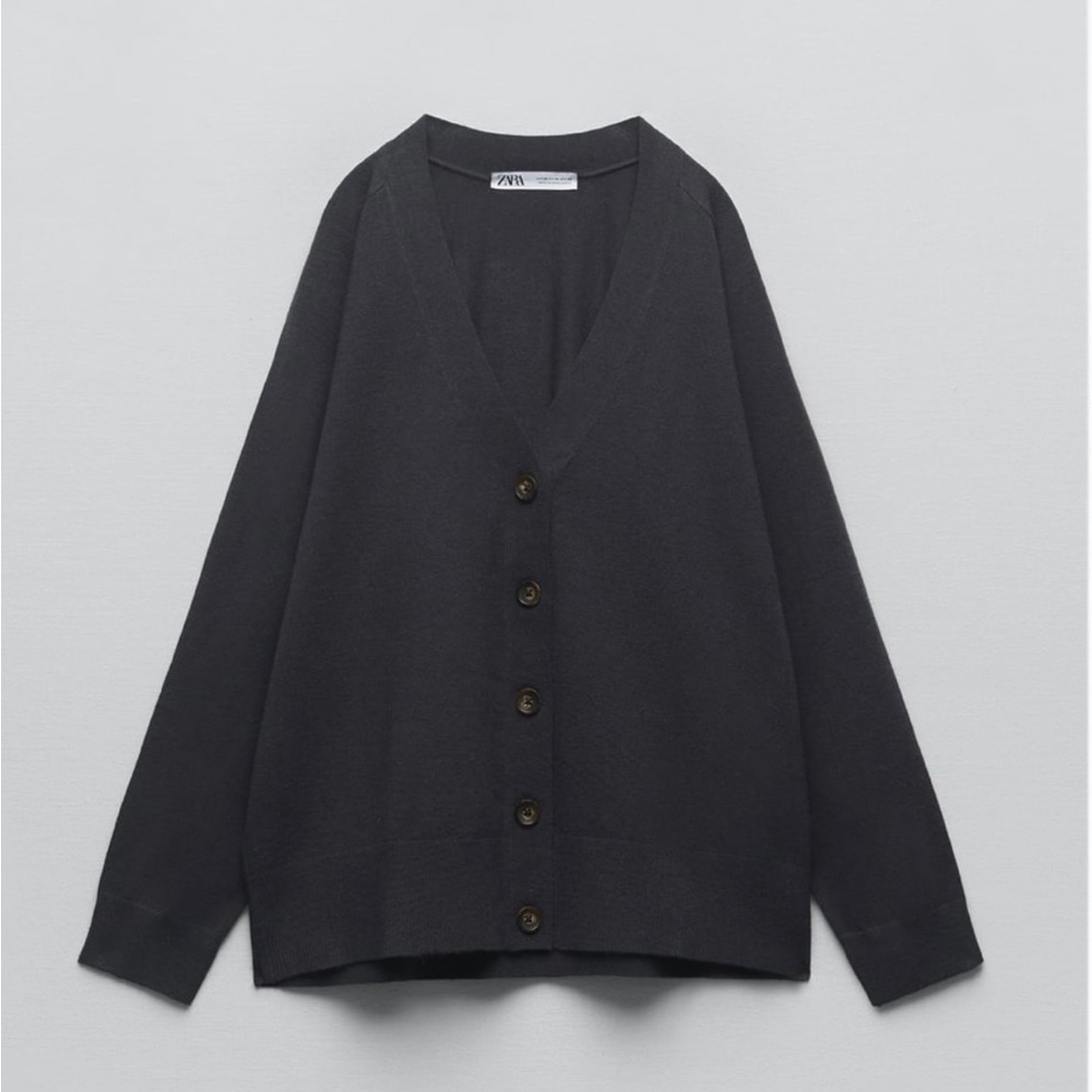 V-NECK KNIT CARDIGAN DARK GRAY REF: 3433/101